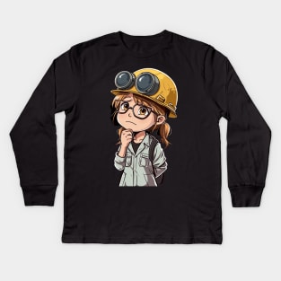 World's Okayest Construction Engineer v4 (no text) Kids Long Sleeve T-Shirt